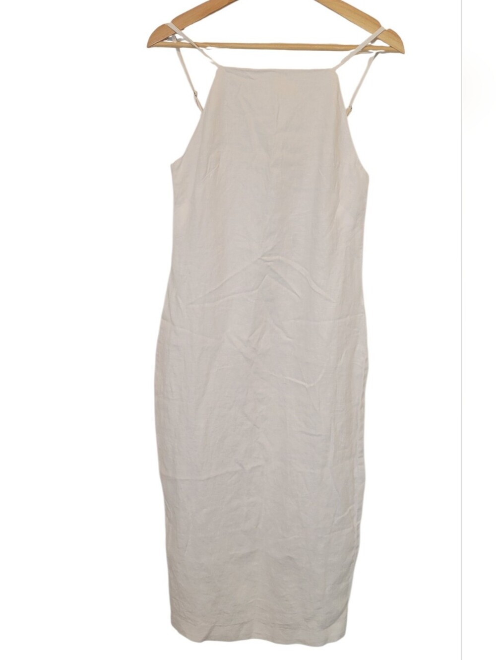 Madewell NWT 100% Linen White Midi Dress Size 4 Square Neck Adjustable Straps - Picture 2 of 9